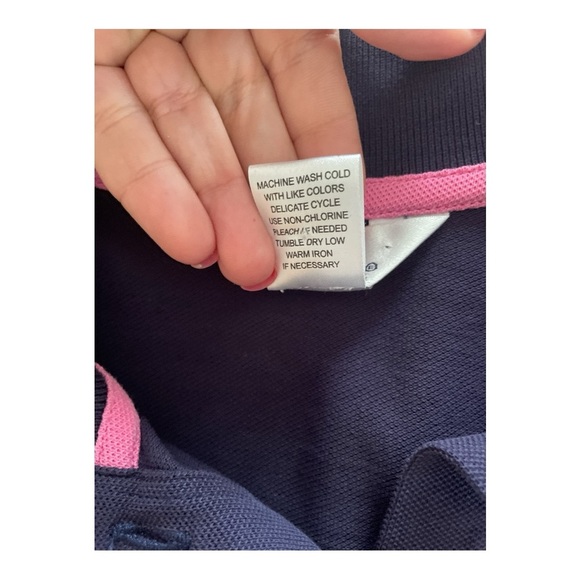 Lilly Pulitzer Pima Cotton Navy Polo with Pink Palm Detail - Picture 4 of 4